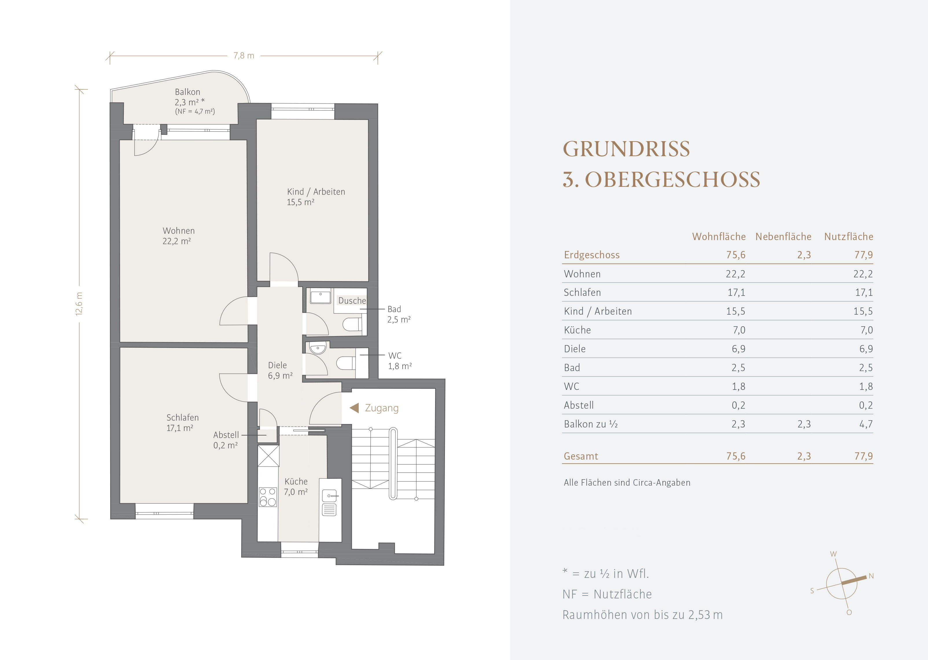 Wohnung zum Kauf 1.040.000 € 3 Zimmer 76 m²<br/>Wohnfläche 3.<br/>Geschoss Englischer Garten Süd München 80538