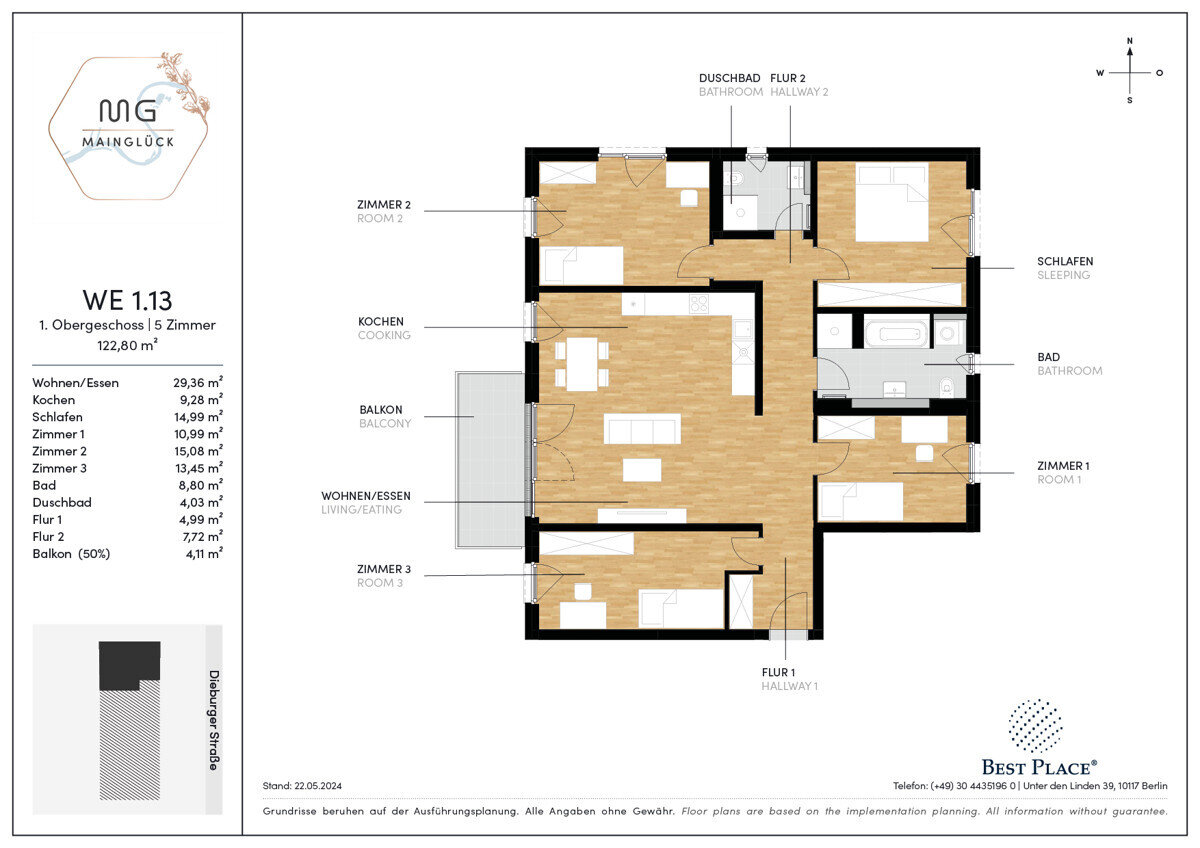 Wohnung zum Kauf provisionsfrei 865.000 € 5 Zimmer 122,8 m²<br/>Wohnfläche 1.<br/>Geschoss 30.06.2026<br/>Verfügbarkeit Dieburger Straße 12D Fechenheim Frankfurt am Main 60386