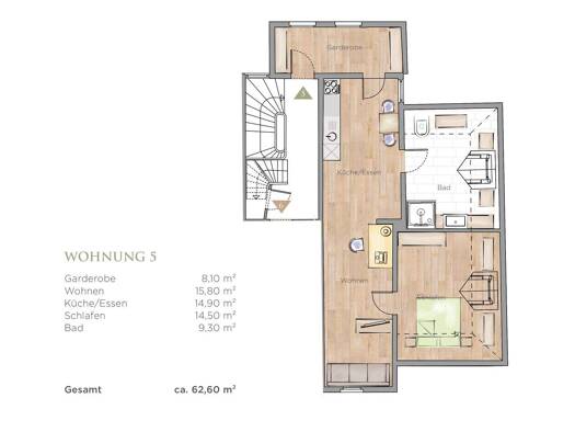 Wohnung zum Kauf provisionsfrei 408.000 € 2 Zimmer 62,6 m² 2. Geschoss Kapellenstraße 9 Innenstadt Fürth 90762