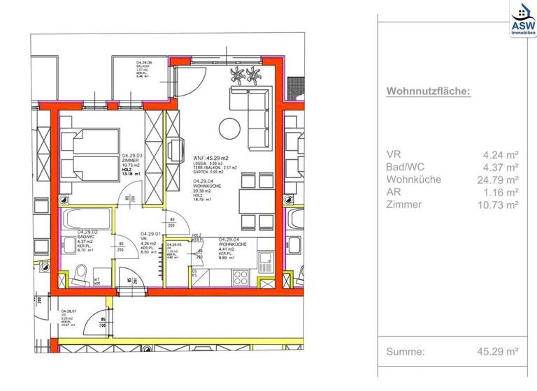 Wohnung zur Miete 877 € 2 Zimmer 45,3 m² 4. Geschoss frei ab 01.05.2026 Beckmanngasse Wien 1140