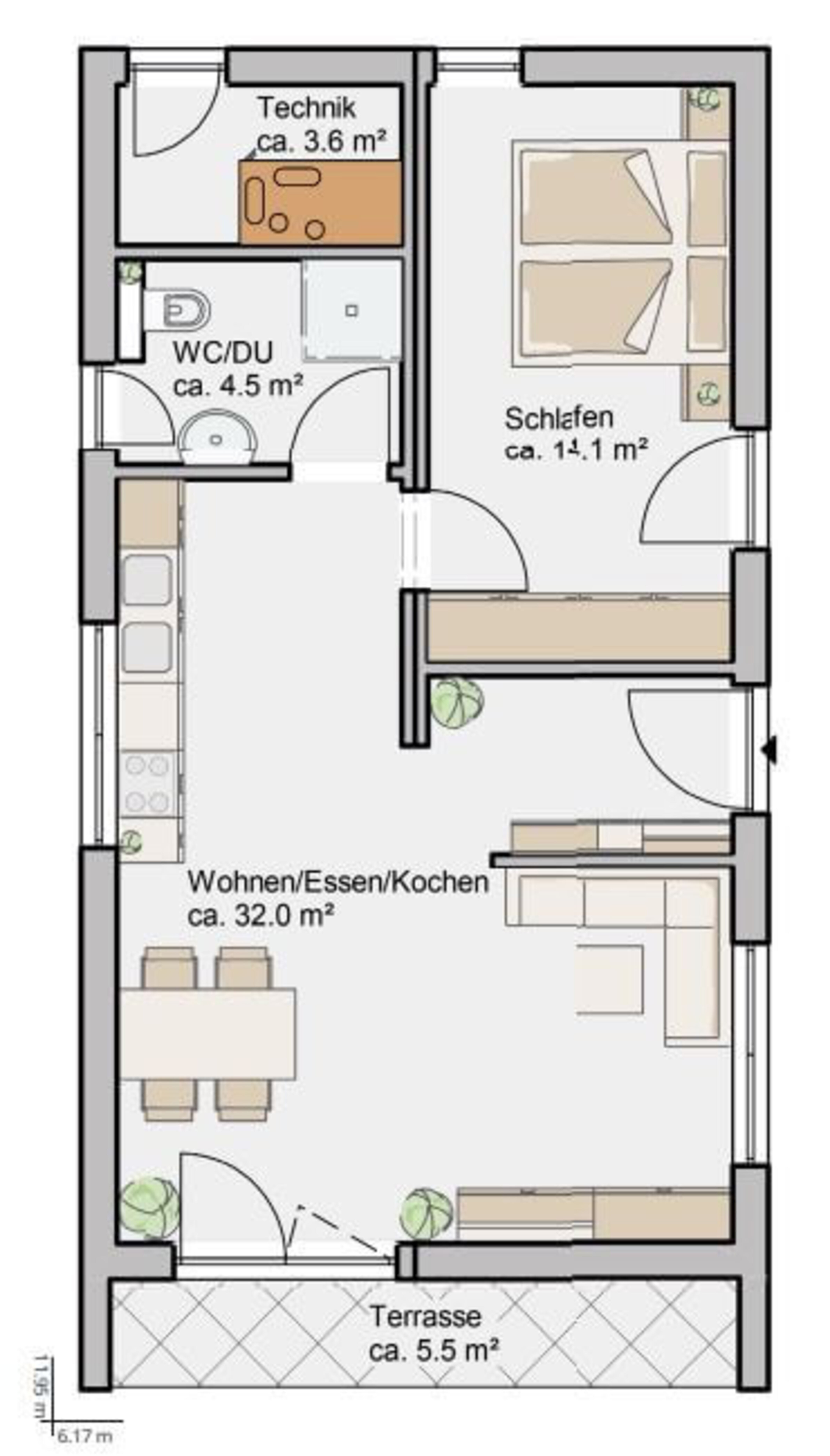 Studio zur Miete 760 € 2 Zimmer 54,6 m²<br/>Wohnfläche Rumphorst Münster 48147