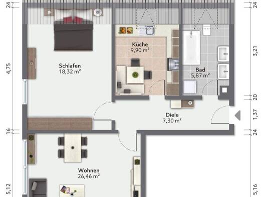 Wohnung zur Miete 620 € 2 Zimmer 52,5 m² Geschoss 4/4 frei ab 01.03.2026 Kiesenbacher Straße 60 Albbruck 79774