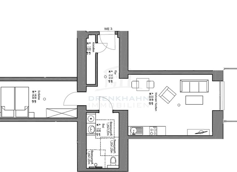Wohnung zur Miete 793 € 2 Zimmer 56,6 m² Paulsstadt Schwerin 19053