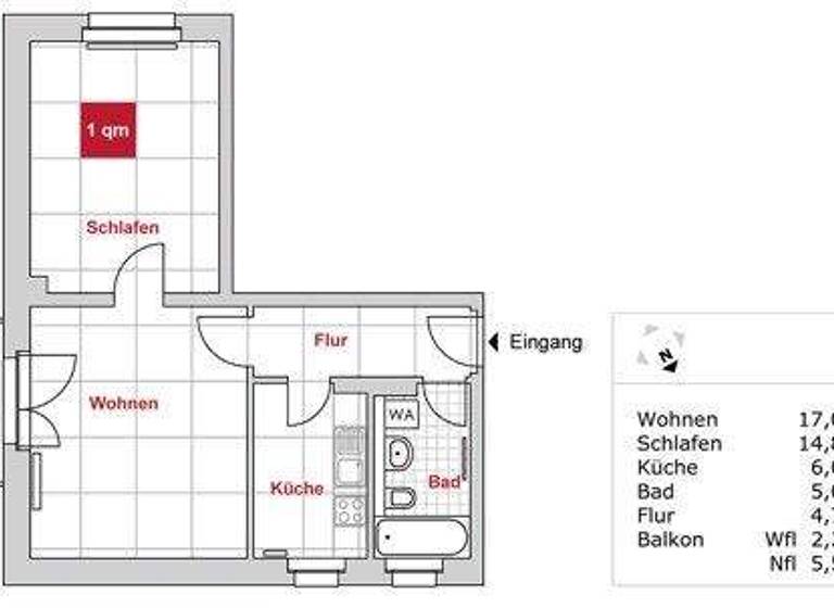 Wohnung zur Miete 441 € 2 Zimmer 50 m² 3. Geschoss frei ab 08.03.2026 Bayreuther Str. 38 Südvorstadt-West Dresden 01187