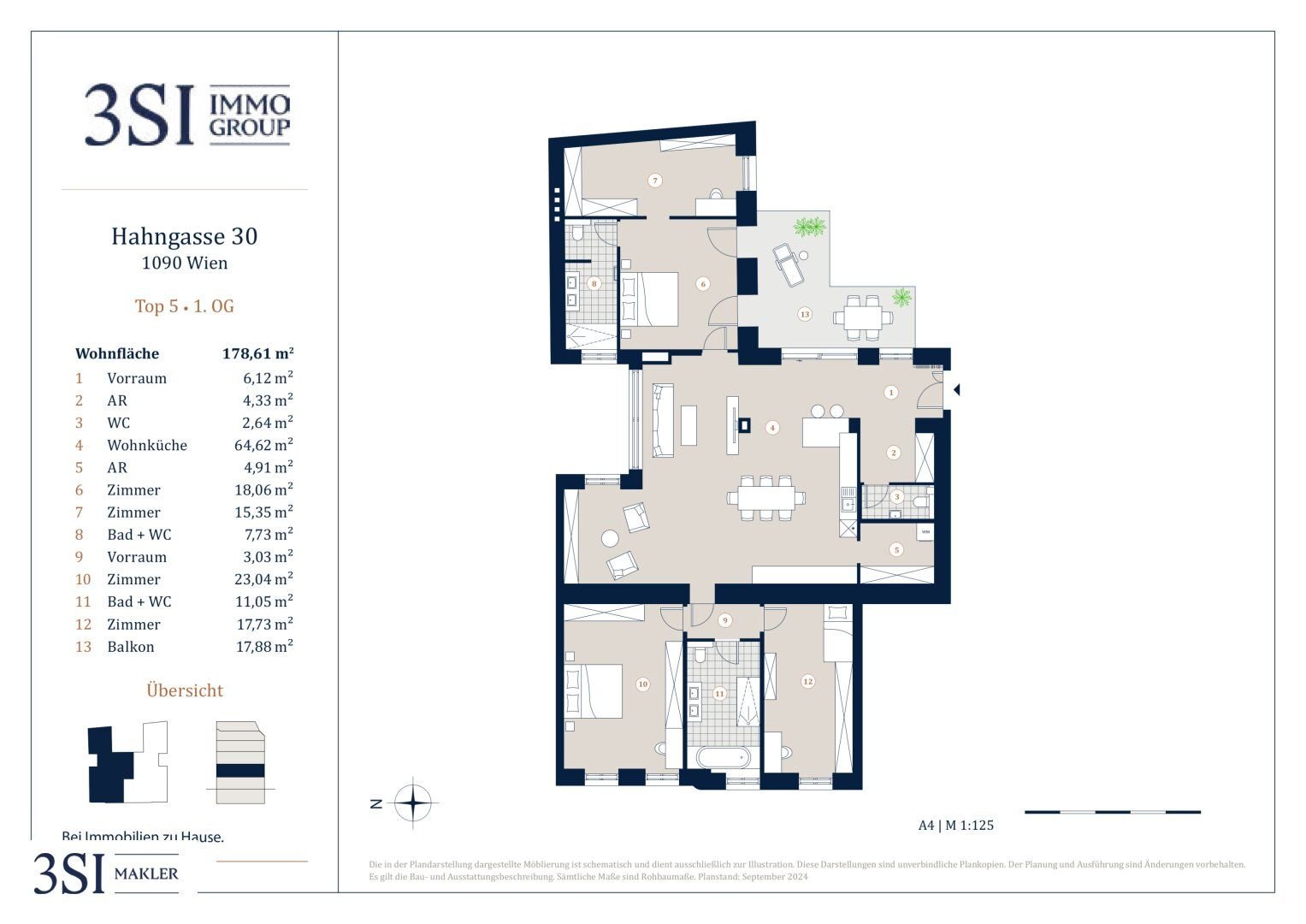 Wohnung zum Kauf 1.688.000 € 4 Zimmer 178,6 m²<br/>Wohnfläche 1.<br/>Geschoss Hahngasse 30 Wien 1090