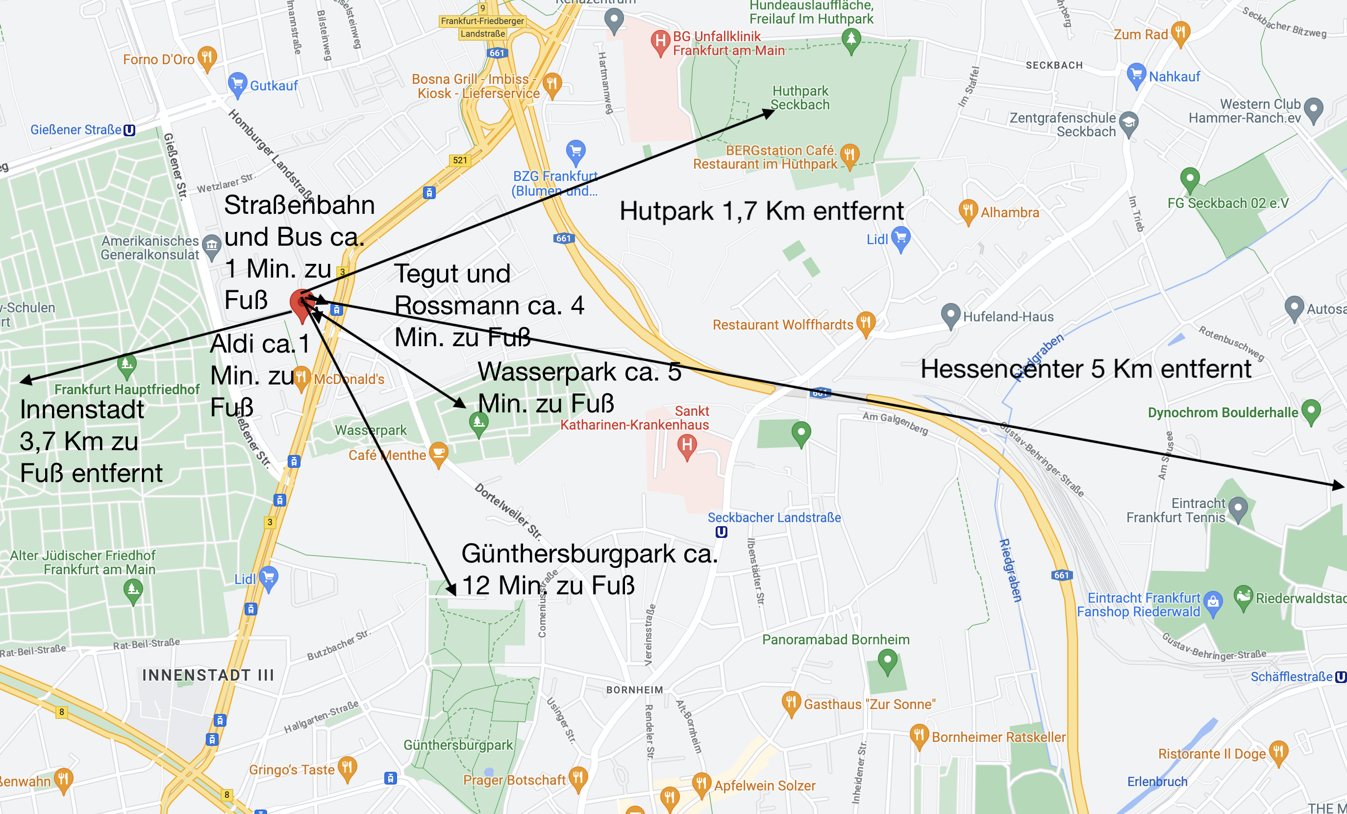 Wohnung zum Kauf 229.000 € 2 Zimmer 43 m²<br/>Wohnfläche 3.<br/>Geschoss Friedberger Landstraße 307 Nordend - West Frankfurt am Main 60389