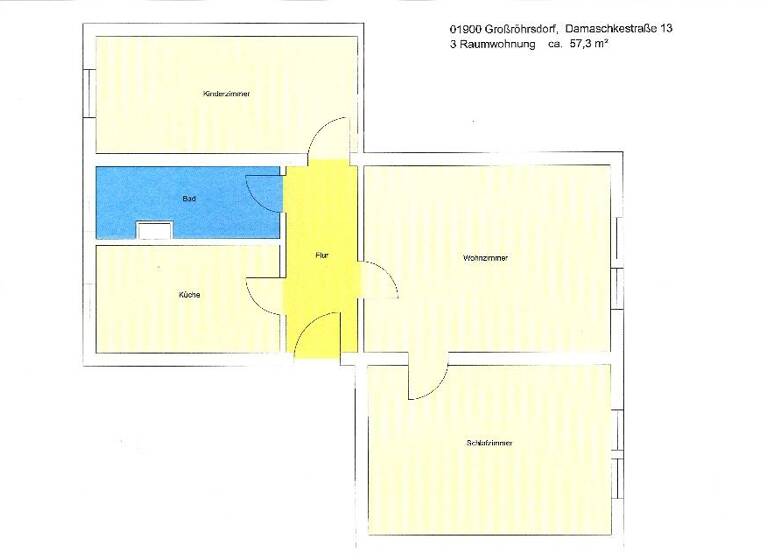 Wohnung zur Miete 396 € 3 Zimmer 56,5 m² EG Damaschkestraße 13 Großröhrsdorf 01900