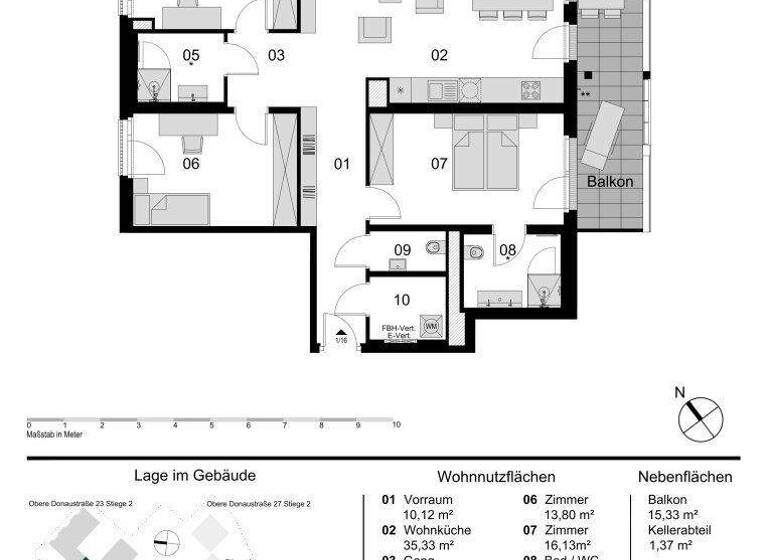 Wohnung zum Kauf - Erstbezug 894.000 € 4 Zimmer 107,9 m² 1. Geschoss Obere Donaustraße 23 Wien 1020