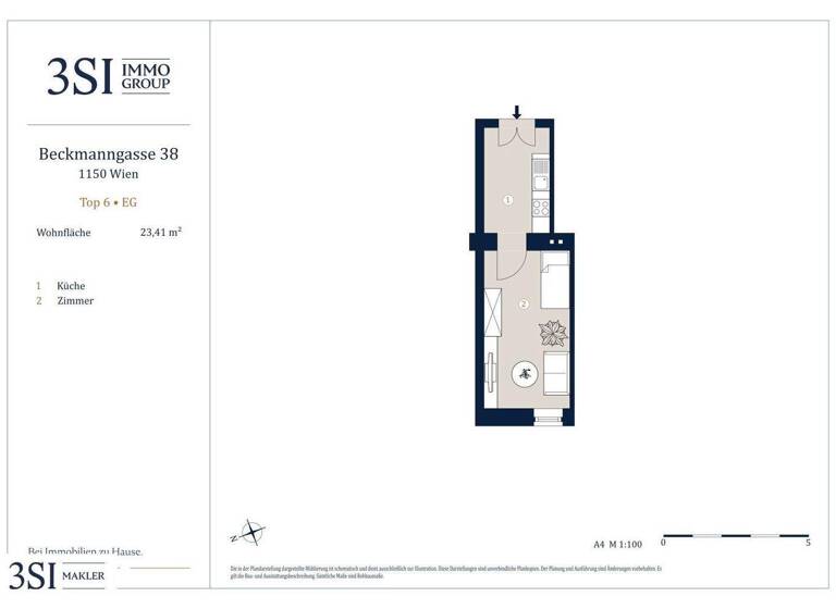 Studio zum Kauf 89.000 € 1 Zimmer 23,4 m² EG Beckmanngasse 38 Wien 1150