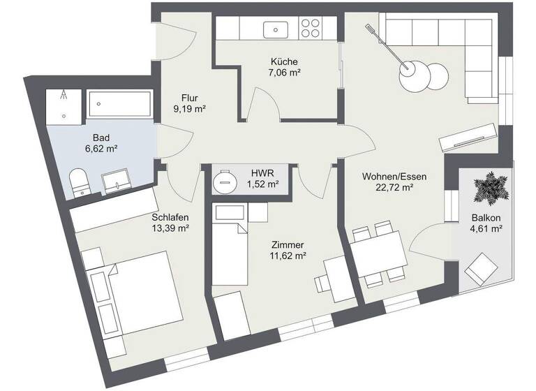 Wohnung zur Miete nur mit Wohnberechtigungsschein 437 € 3 Zimmer 72,9 m² 2. Geschoss frei ab 01.08.2026 Robert-Koch-Straße 47 Oststadt Neubrandenburg 17036
