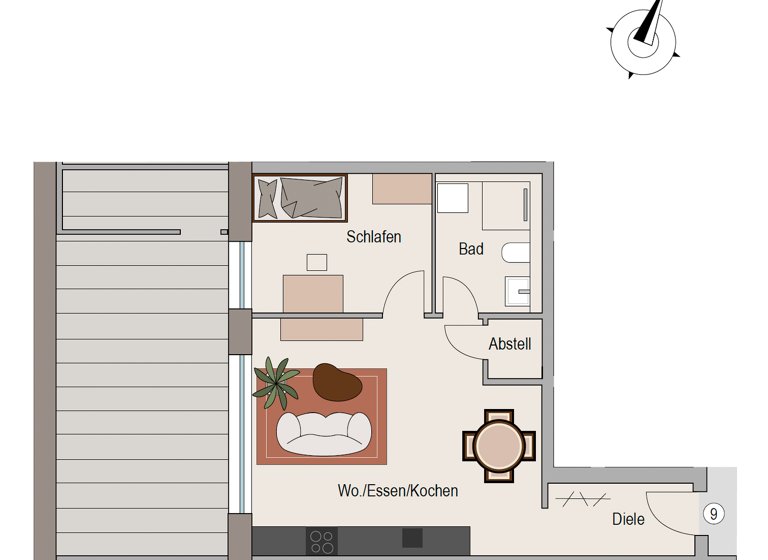 Penthouse zur Miete - Erstbezug 959 € 2 Zimmer 63,9 m² 3. Geschoss frei ab sofort Hauptstraße 62 Neckarwestheim 74382