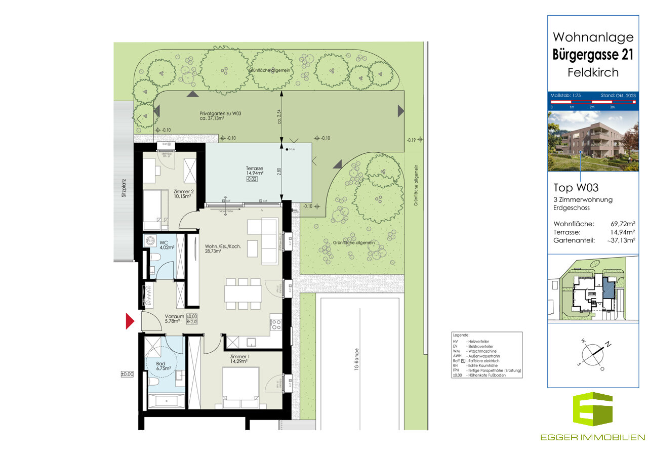 Wohnung zum Kauf 453.800 € 3 Zimmer 69,7 m²<br/>Wohnfläche EG<br/>Geschoss 01.10.2026<br/>Verfügbarkeit Bürgergasse 21 Feldkirch / Altenstadt 6800