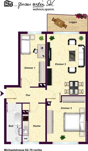 Wohnung zur Miete 283 € 3 Zimmer 59 m²<br/>Wohnfläche 4.<br/>Geschoss 21.12.2024<br/>Verfügbarkeit Michaelstraße 70 Kaßberg 915 Chemnitz 09116