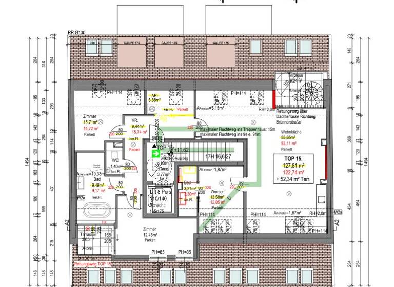 Wohnung zum Kauf - Erstbezug 652.280 € 4 Zimmer 122,7 m² 5. Geschoss Wien 1210