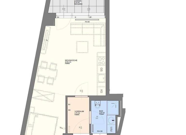 Wohnung zur Miete 815 € 1,5 Zimmer 47 m² 4. Geschoss frei ab 01.06.2026 Wien 1030