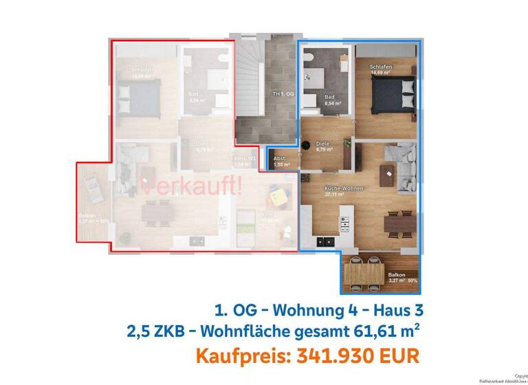 Wohnung zum Kauf - Erstbezug 341.930 € 2,5 Zimmer 61,6 m² 1. Geschoss Neumarkt Neumarkt in der Oberpfalz / Höhenberg 92318