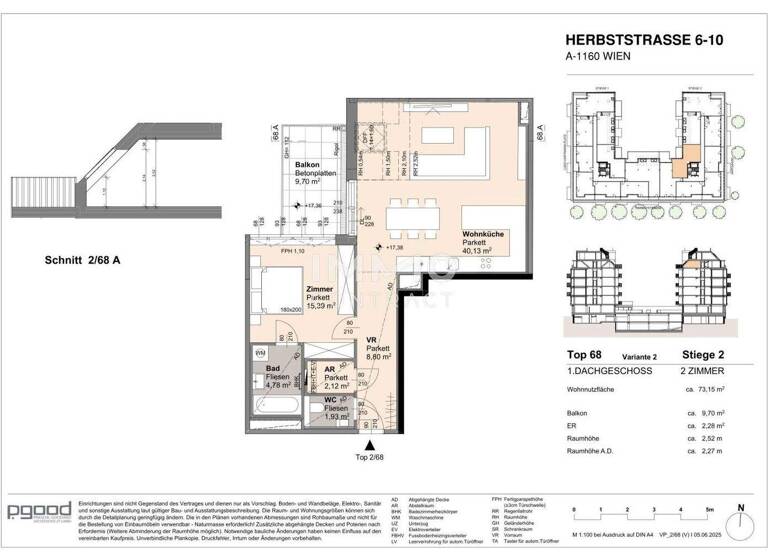 Wohnung zum Kauf 571.500 € 3 Zimmer 72,4 m² Wien 1160