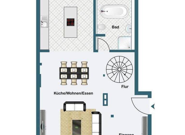 Maisonette zur Miete 1.370 € 2 Zimmer 100 m² 3. Geschoss Mitte Dortmund 44139