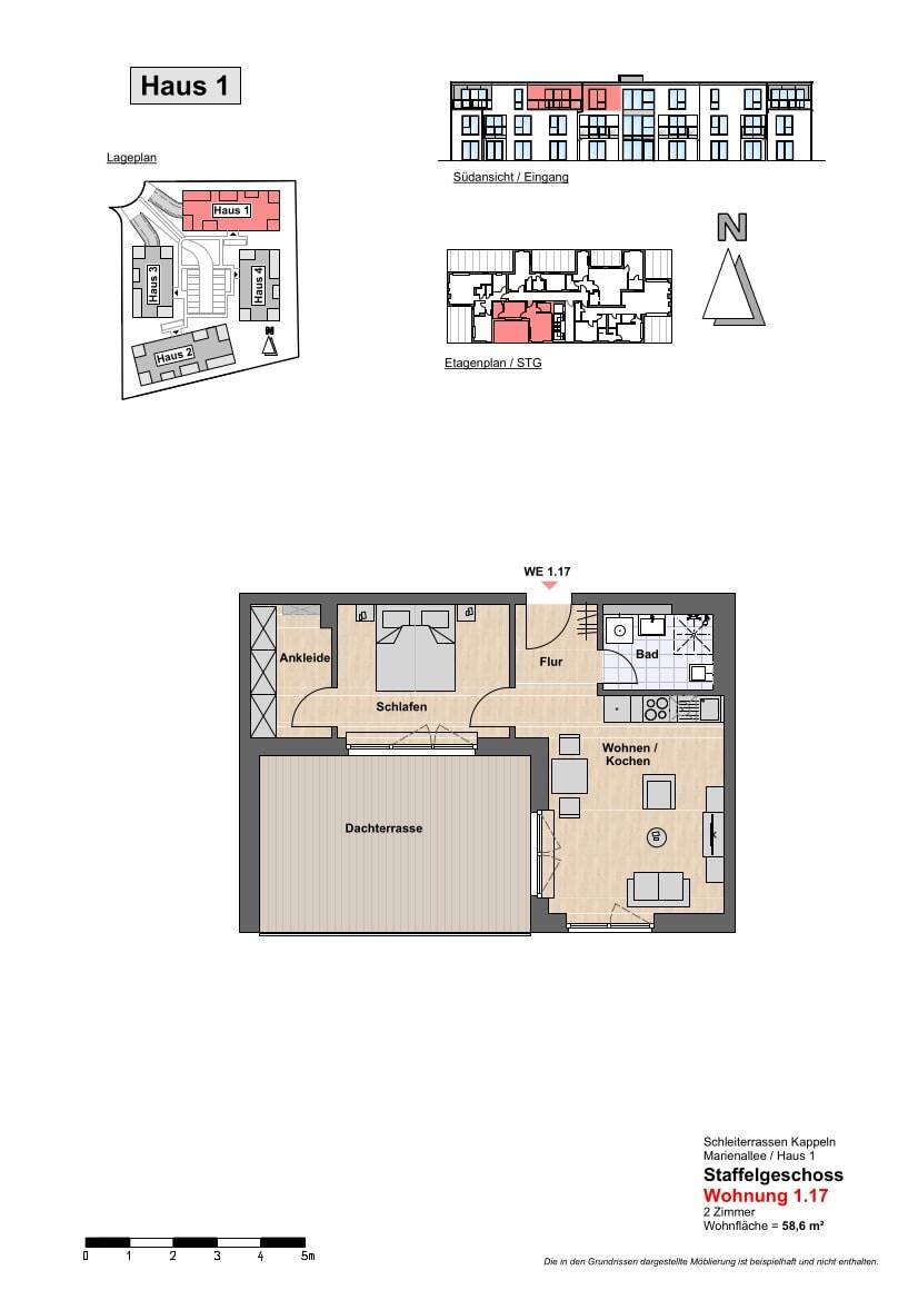 Penthouse zur Miete 820 € 2 Zimmer 58,6 m²<br/>Wohnfläche 2.<br/>Geschoss ab sofort<br/>Verfügbarkeit Kappeln 24376