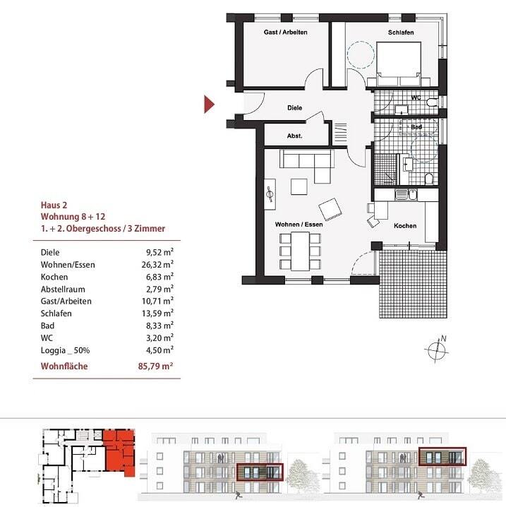 Wohnung zum Kauf provisionsfrei 339.500 € 3 Zimmer 85,8 m²<br/>Wohnfläche Statistischer Bezirk 41 Hamm 59067