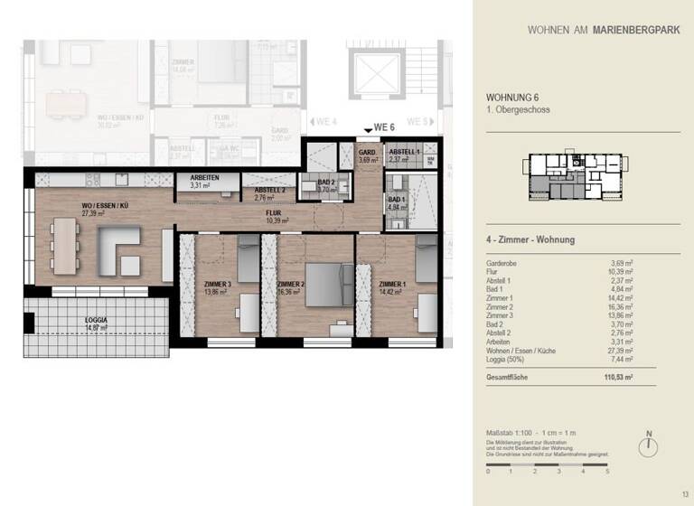 Wohnung zum Kauf 489.163 € 2 Zimmer 59,8 m²<br/>Wohnfläche Dachgeschoss<br/>Geschoss Kleinreuth h d Veste Nürnberg 90425