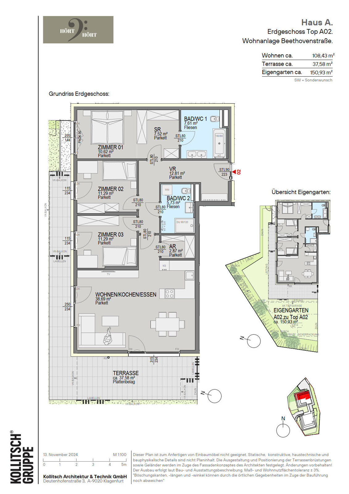 Wohnung zum Kauf 841.800 € 4 Zimmer 108,4 m²<br/>Wohnfläche St. Martin Klagenfurt am Wörthersee 9020