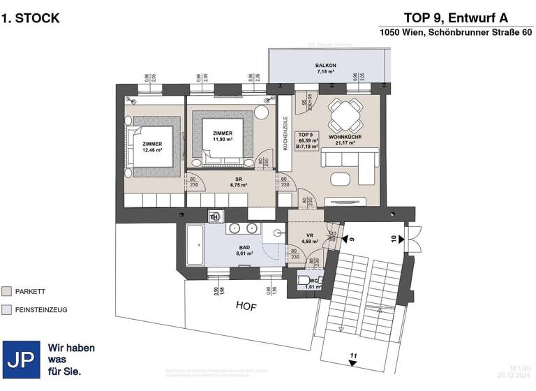 Wohnung zum Kauf 549.000 € 3 Zimmer 66,2 m² 1. Geschoss Schönbrunner Straße 60 Wien 1050