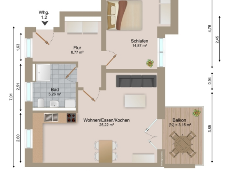 Wohnung zum Kauf - Erstbezug provisionsfrei 313.500 € 2 Zimmer 57,3 m² Mitterfels 94360