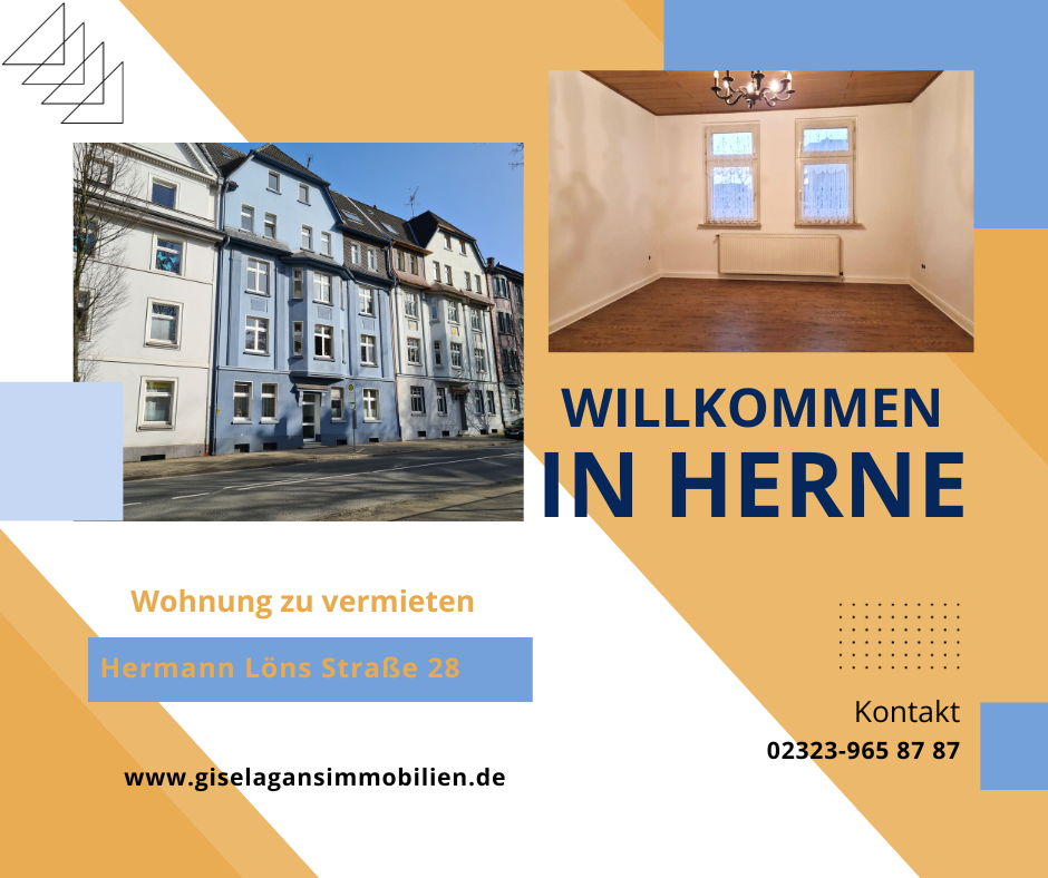 Wohnung zur Miete 395 € 2,5 Zimmer 67,5 m²<br/>Wohnfläche 3.<br/>Geschoss ab sofort<br/>Verfügbarkeit Hermann Löns Straße 28 Herne - Zentrum Herne 44623