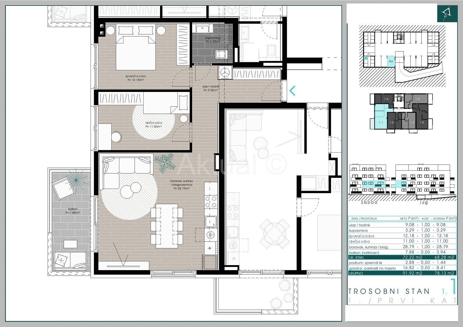 Wohnung zum Kauf 312.520 € 3 Zimmer 79 m²<br/>Wohnfläche 1.<br/>Geschoss Rudes