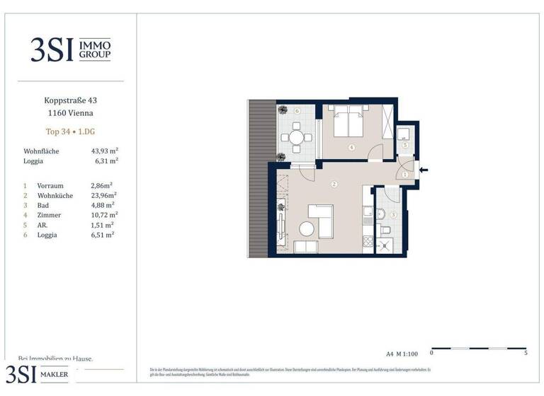 Wohnung zum Kauf - Erstbezug 338.000 € 2 Zimmer 43,9 m² 1. Geschoss Koppstraße 43 Wien 1160