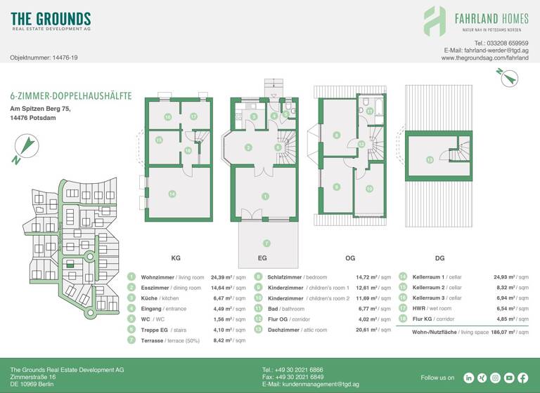 Doppelhaushälfte zum Kauf provisionsfrei 466.500 € 6 Zimmer 110 m² 305 m² Grundstück Fahrland Potsdam 14476