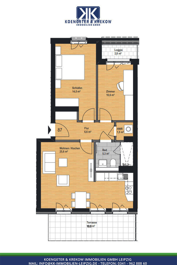 Wohnung zur Miete 1.077 € 3 Zimmer 76,9 m²<br/>Wohnfläche EG<br/>Geschoss Judith-Auer-Straße 18 Reudnitz-Thonberg Leipzig 04317