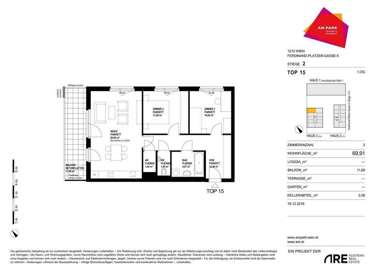 Wohnung zur Miete 933 € 3 Zimmer 69,9 m² 1. Geschoss Ferdinand-Platzer-Gasse 6 Wien 1210