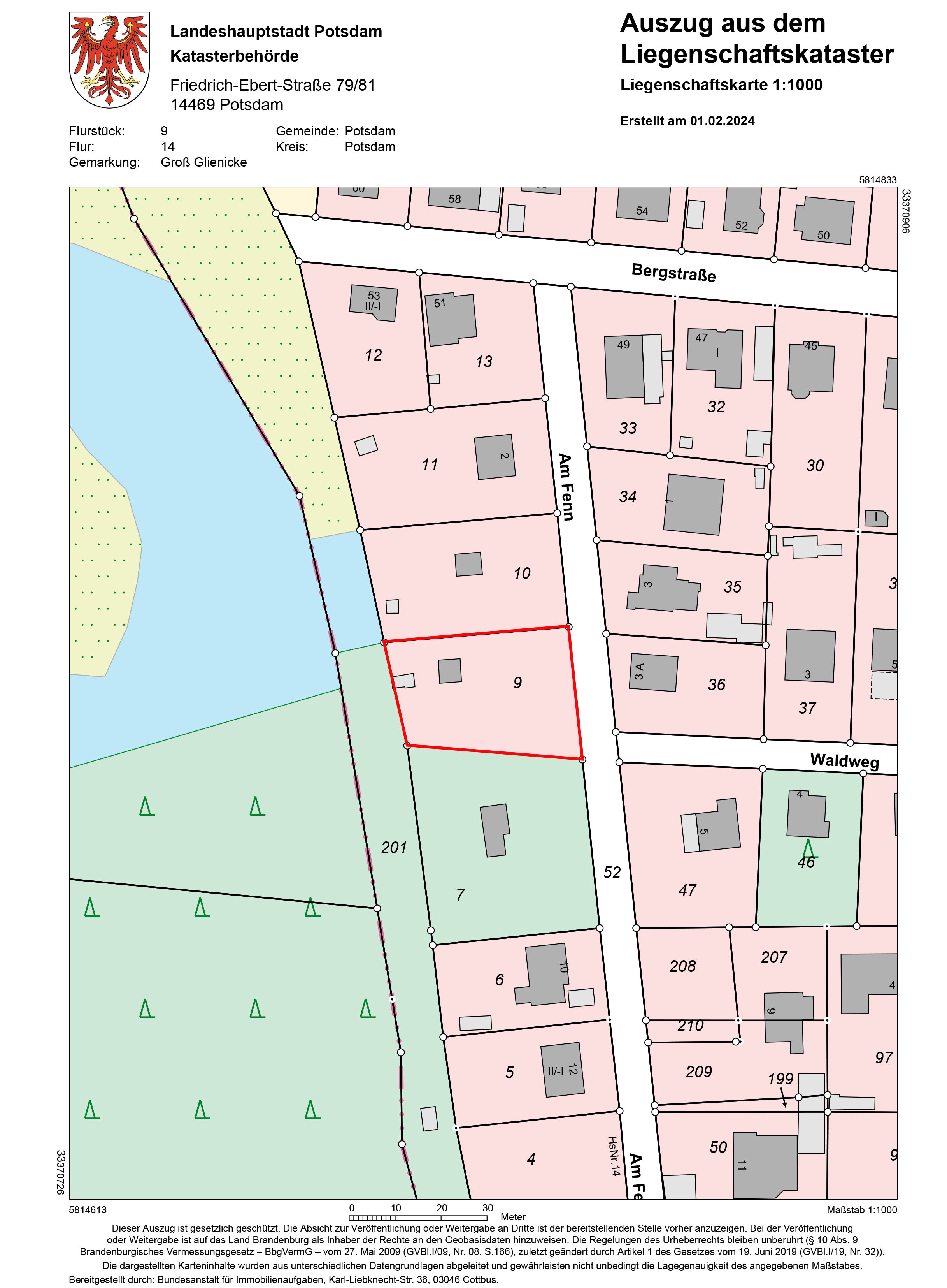 Grundstück zum Kauf 310.000 € 1.006 m²<br/>Grundstück Am Fenn 6 Groß Glienicke Potsdam 14476