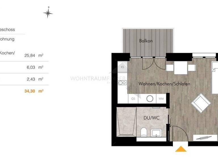 Studio zur Miete - Erstbezug 498 € 1 Zimmer 34,3 m² 1. Geschoss frei ab sofort Unritzstraße 38a Rabenstein Chemnitz 09117