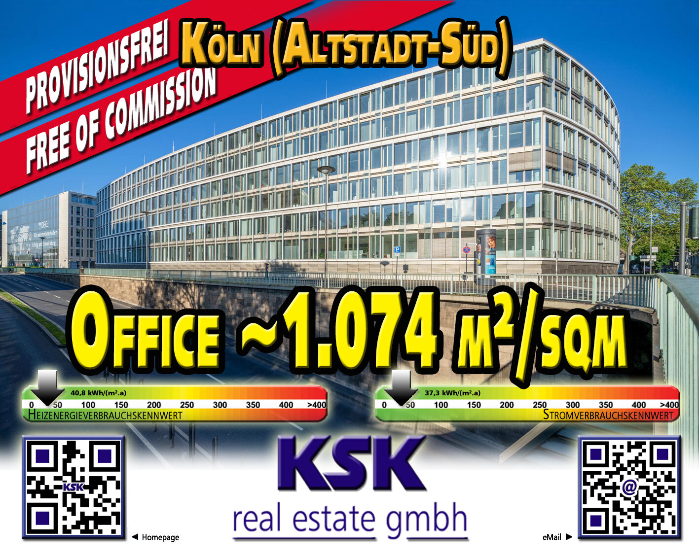 Bürogebäude zur Miete provisionsfrei 24 € 1.074 m²<br/>Bürofläche von 446 m² bis 1.529 m²<br/>Teilbarkeit Altstadt - Süd Köln 50676