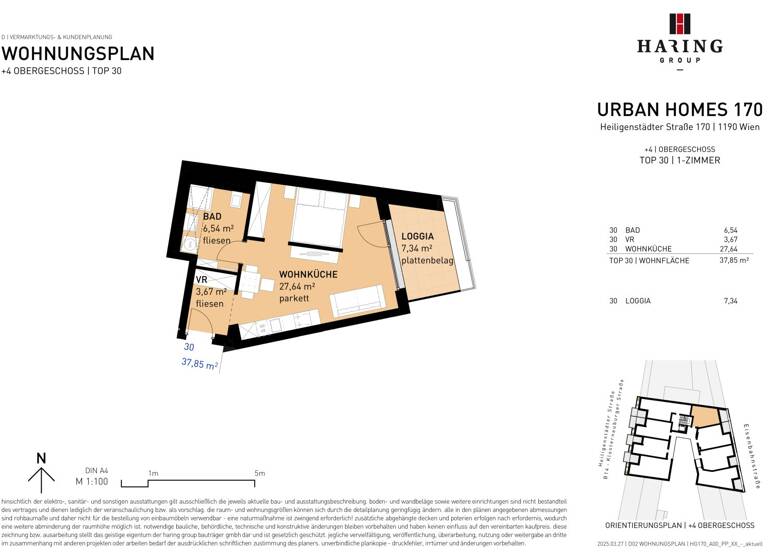 Studio zum Kauf - Erstbezug 335.500 € 1 Zimmer 37,9 m² 4. Geschoss Heiligenstädter Straße 170 Wien 1190