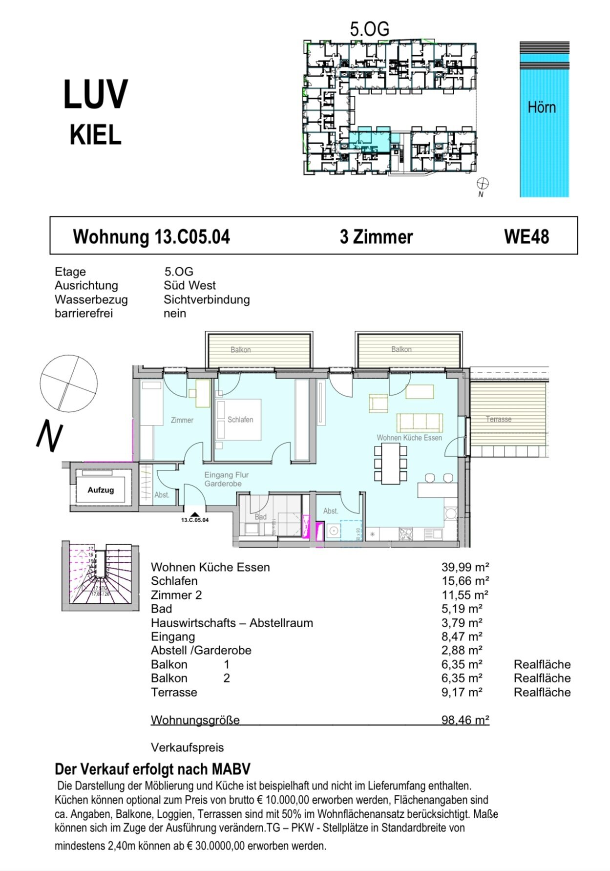 Wohnung zum Kauf provisionsfrei 443.000 € 3 Zimmer 98,5 m²<br/>Wohnfläche 5.<br/>Geschoss Gaarden - Ost Bezirk 1 Kiel 24143