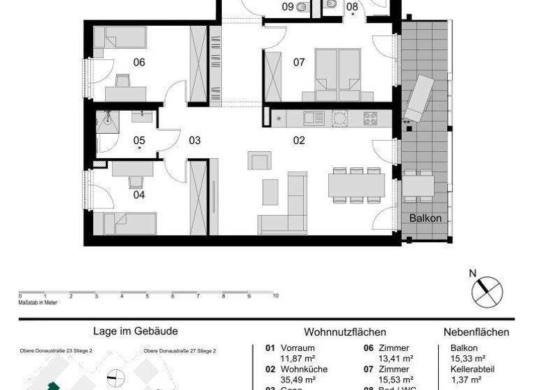 Wohnung zum Kauf - Erstbezug provisionsfrei 933.000 € 4 Zimmer 107,8 m² 2. Geschoss Obere Donaustraße Wien 1020