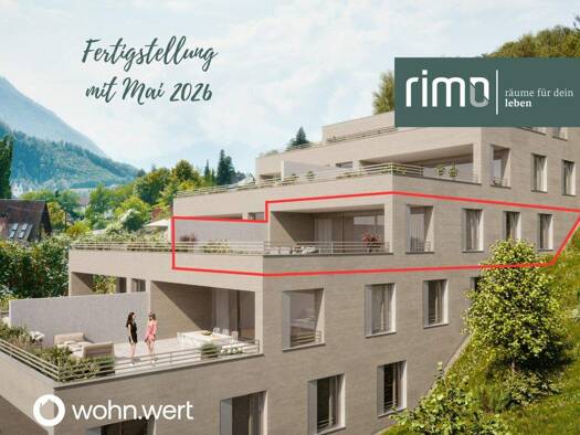 Terrassenwohnung zum Kauf - Erstbezug 640.000 € 3 Zimmer 75,8 m² 5. Geschoss frei ab 01.07.2026 Mutterstraße 11 Feldkirch 6800