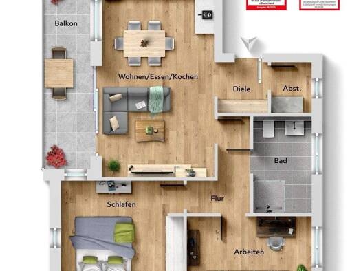 Wohnung zum Kauf - Erstbezug provisionsfrei 432.000 € 3 Zimmer 85,4 m² Innenstadt Gütersloh 33330