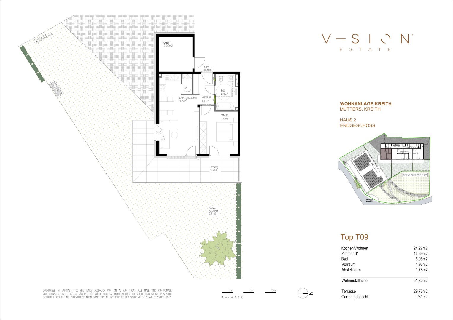 Wohnung zum Kauf 389.000 € 2 Zimmer 51,8 m²<br/>Wohnfläche EG<br/>Geschoss Mutters 6162