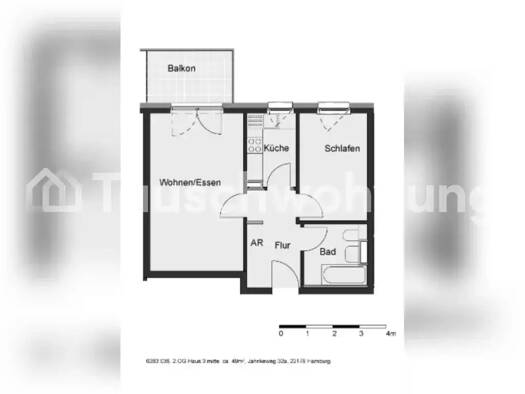 Wohnung zur Miete Tauschwohnung 346 € 2 Zimmer 49 m² 2. Geschoss Bramfeld Hamburg 22179