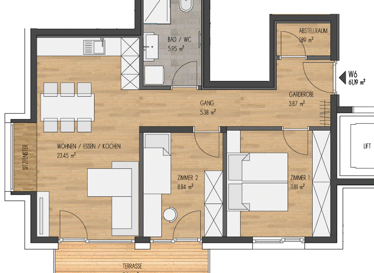 Wohnung zum Kauf - Erstbezug 465.865 € 3 Zimmer 61,2 m² Birgitz 6092