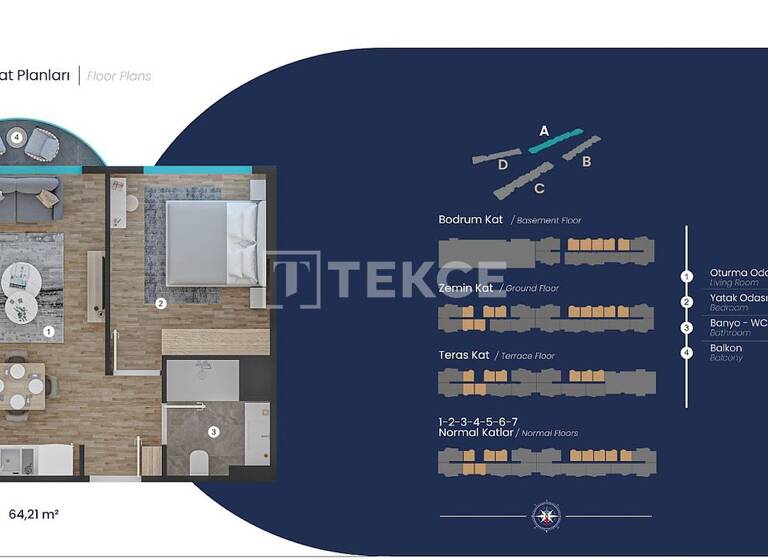 Studio zum Kauf 192.000 € 2 Zimmer 64 m² EG Istanbul 34909