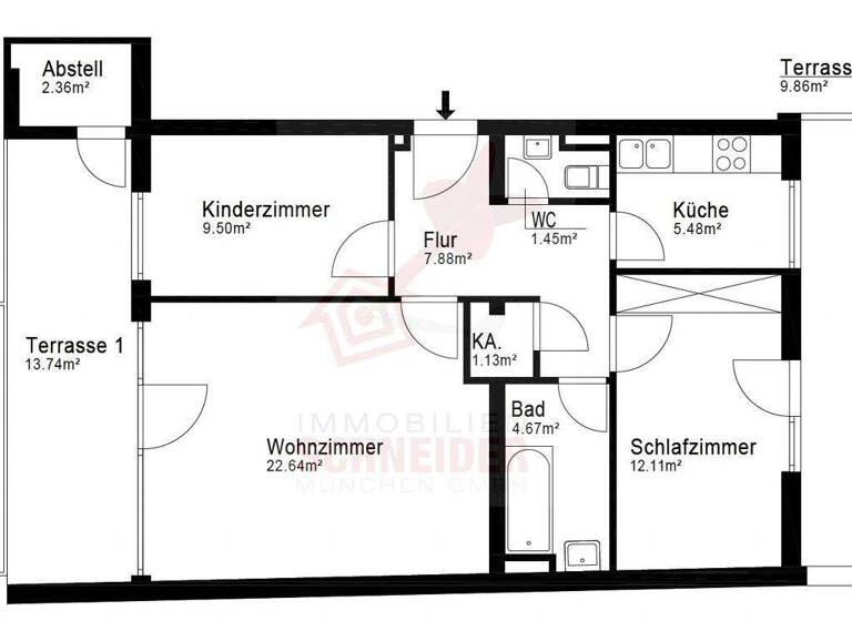 Wohnung zum Kauf 530.000 € 3 Zimmer 78 m² 2. Geschoss frei ab sofort Moosach München 80992