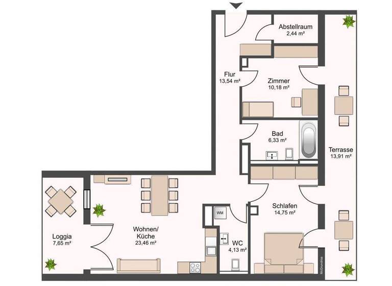 Wohnung zur Miete 1.340 € 3 Zimmer 85 m² 6. Geschoss Elisenstraße 31 Johannstadt-Nord Dresden 01307