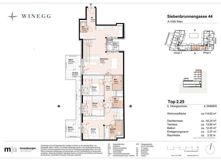 Wohnung zum Kauf - Erstbezug 1.161.100 € 4 Zimmer 114,6 m² 6. Geschoss Siebenbrunnengasse 44 Wien 1050