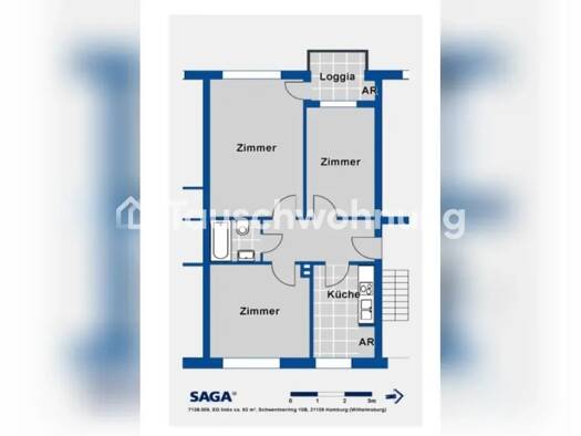 Wohnung zur Miete Tauschwohnung 500 € 2,5 Zimmer 62 m² Wilhelmsburg Mitte 21109